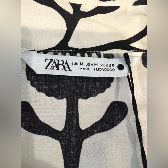 ZARA Black & White Long Sleeve Shirt Dress | Size M | NEW With Tags - Picture 5 of 7